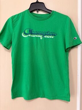 Champion Kids Green Tee with Blue & White Logo
